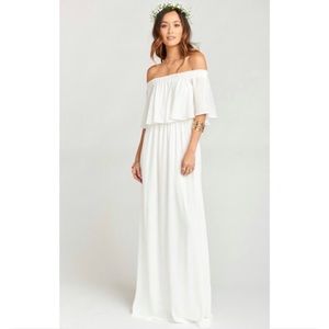 White off the shoulder hacienda dress show me your mumu